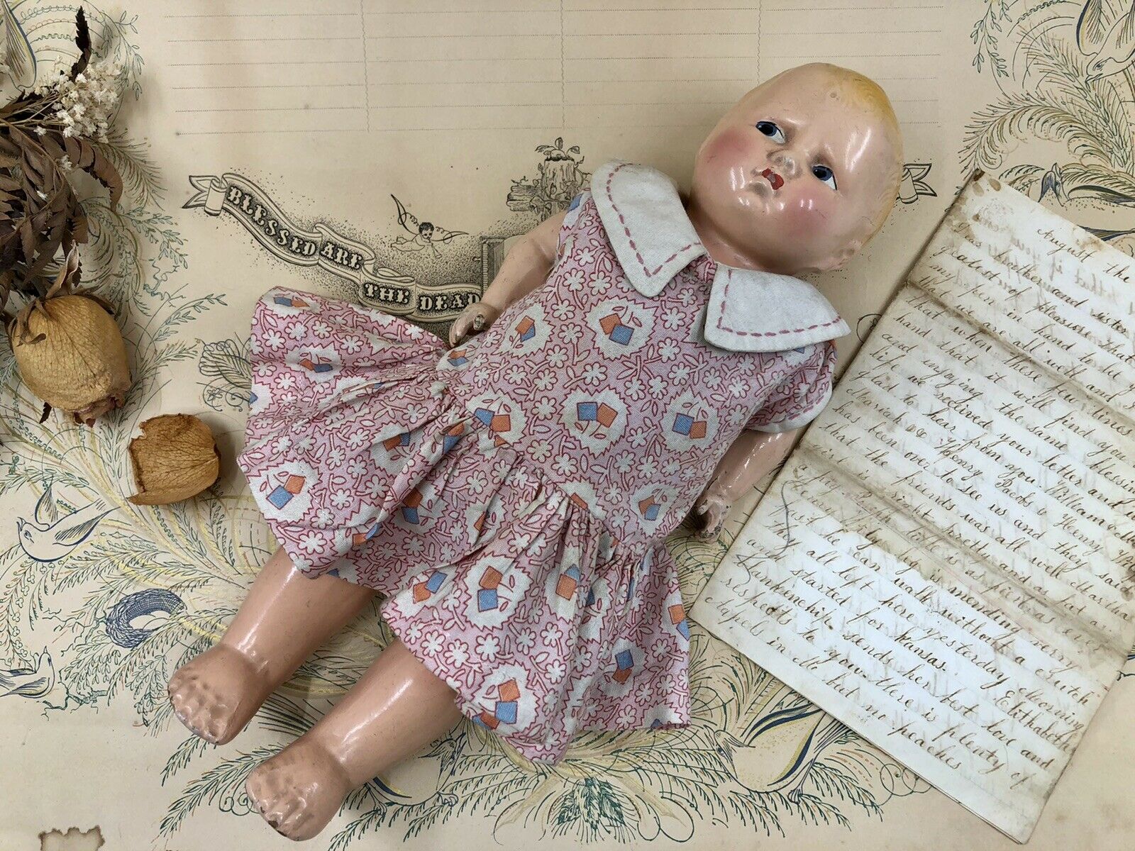 Antique Effanbee "baby Grumpy" 1920s 11.5”composition Doll Original Outfit
