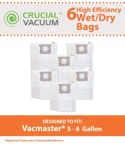 6 Replacement Vacmaster 5 - 6 Gallon Bags Part # VDBS